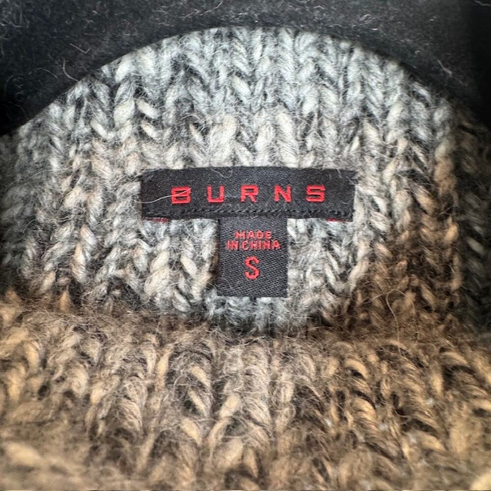 Burns Gray Marled Cable Knit Sweater Small Wool Alpaca Funnel Neck Cozy - Picture 7 of 15